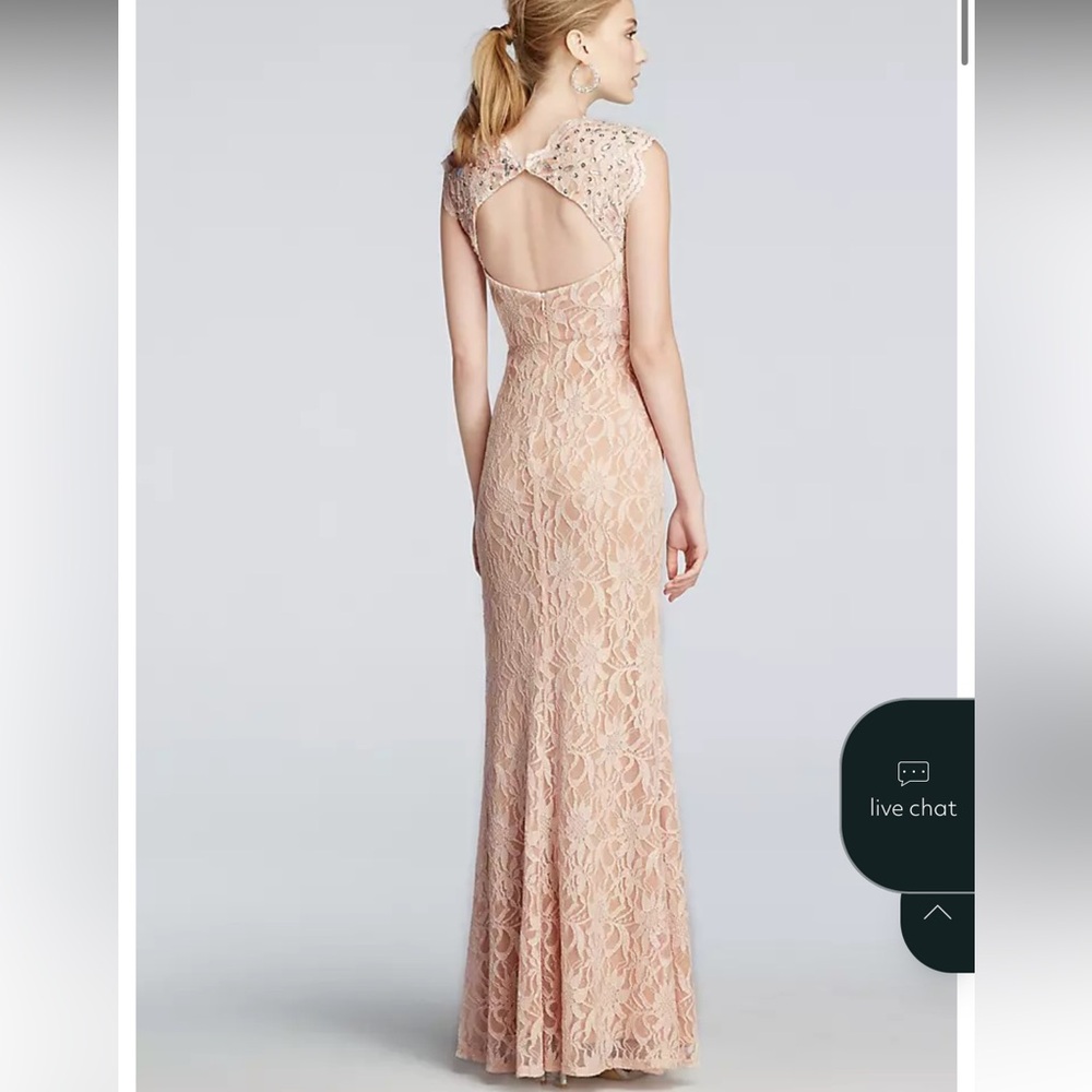 City Triangles Blush Backless Lace Dress
